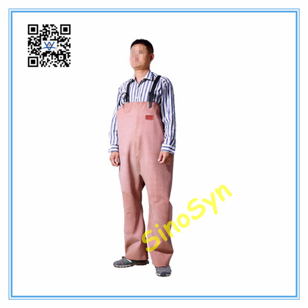 FQ1730 Fabric Rubber Safty Chest/ Waist Protective Working Fishery Men Pants with Double Knees --Light Red